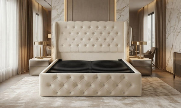 Alexander Wing Back Bed - Cream