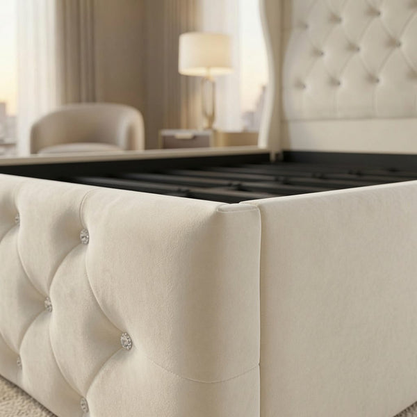 Alexander Wing Back Bed - Cream