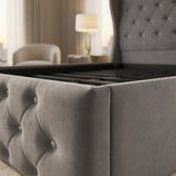 Alexander Wing Back Bed - Grey