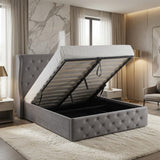 Alexander Wing Back Bed - Grey