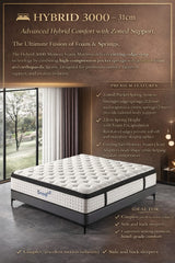 Klawford Hybrid 3000 - 31 cm Premium Hybrid Mattress