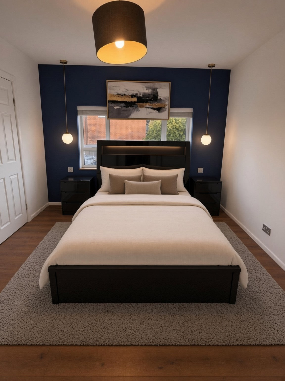 Rugby High Gloss Smart Ottoman Storage Bed in Black