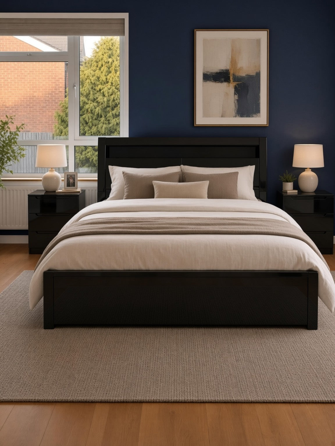 Rugby High Gloss Smart Ottoman Storage Bed in Black