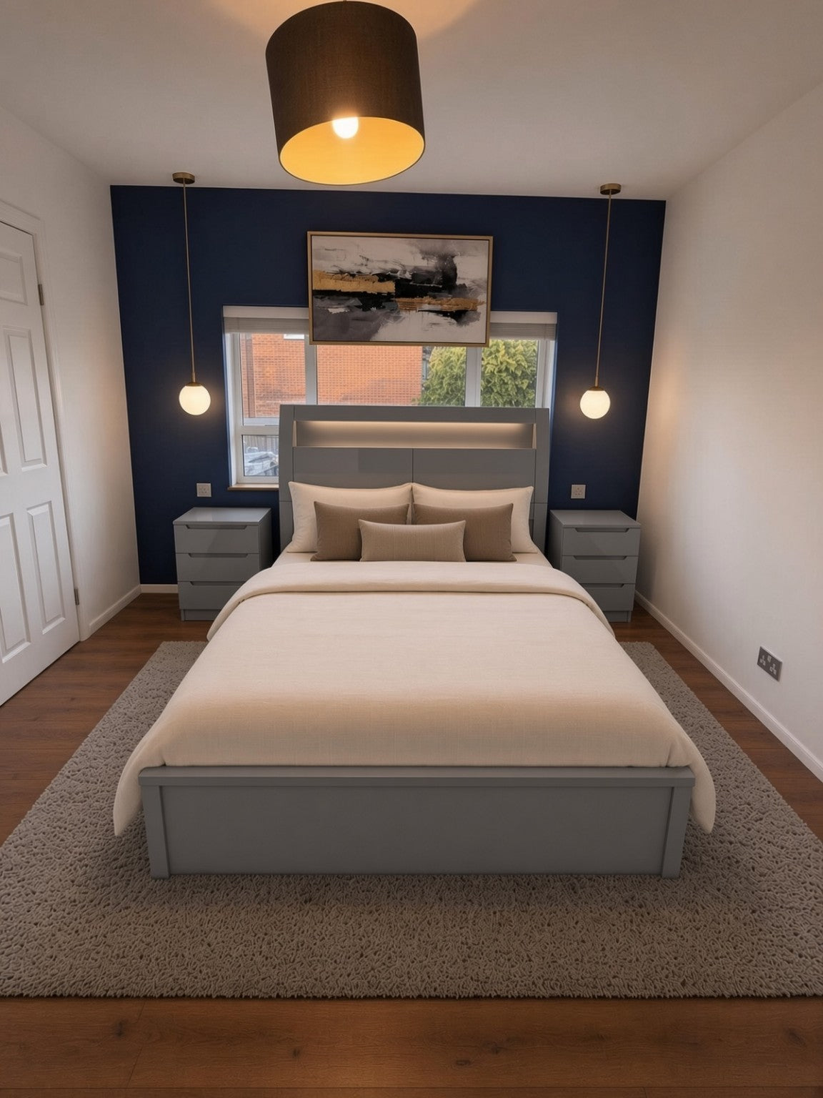Rugby High Gloss Smart Ottoman Storage Bed in Grey