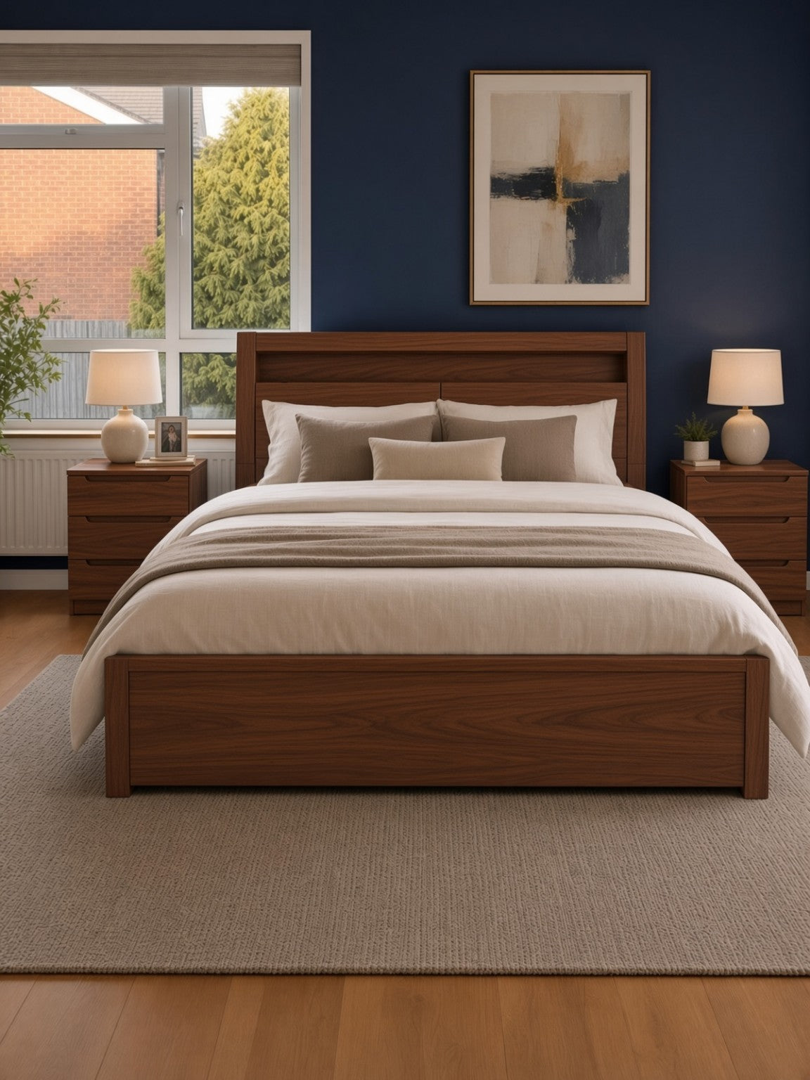 Rugby High Gloss Smart Ottoman Storage Bed in Walnut
