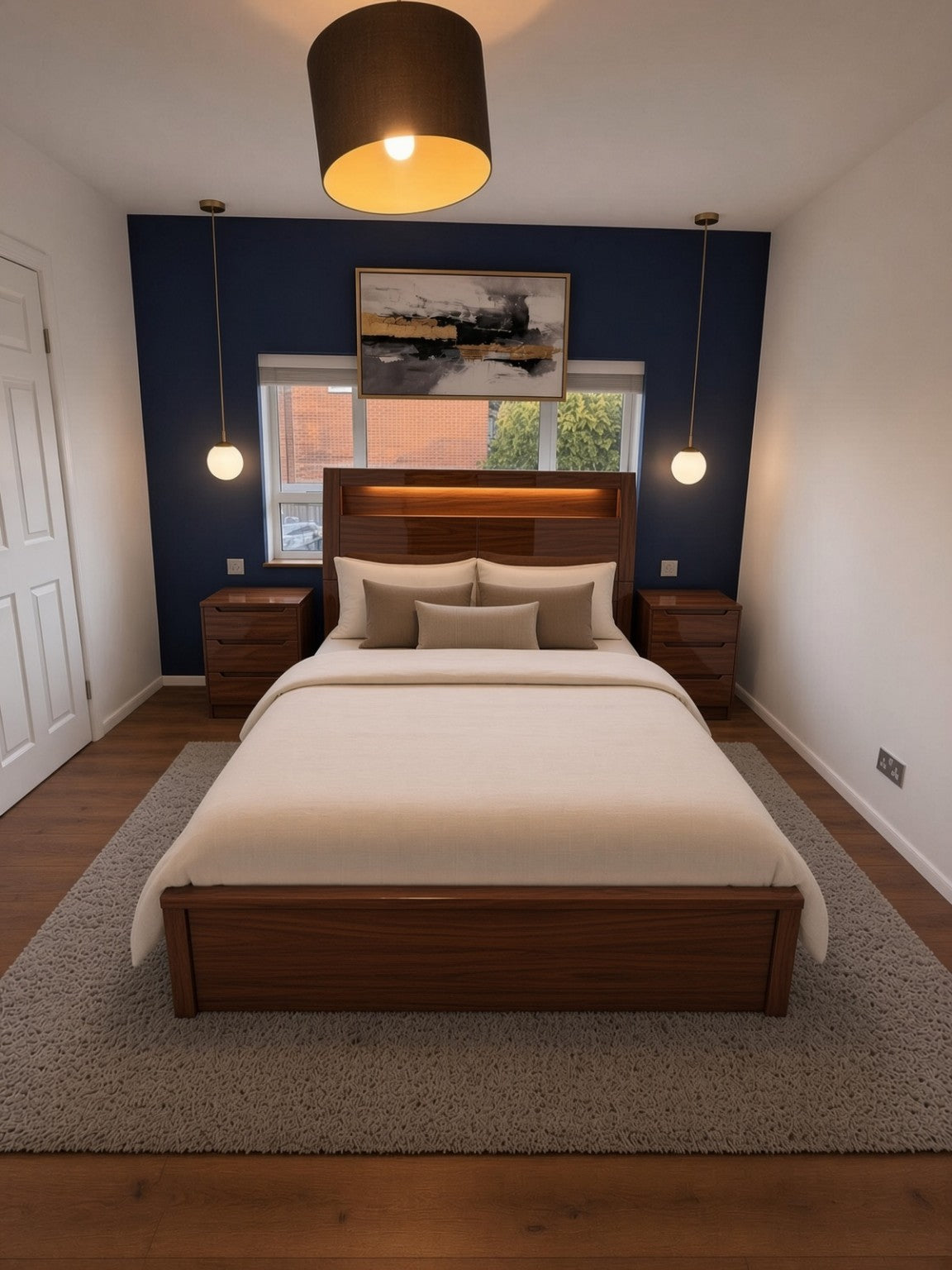 Rugby High Gloss Smart Ottoman Storage Bed in Walnut